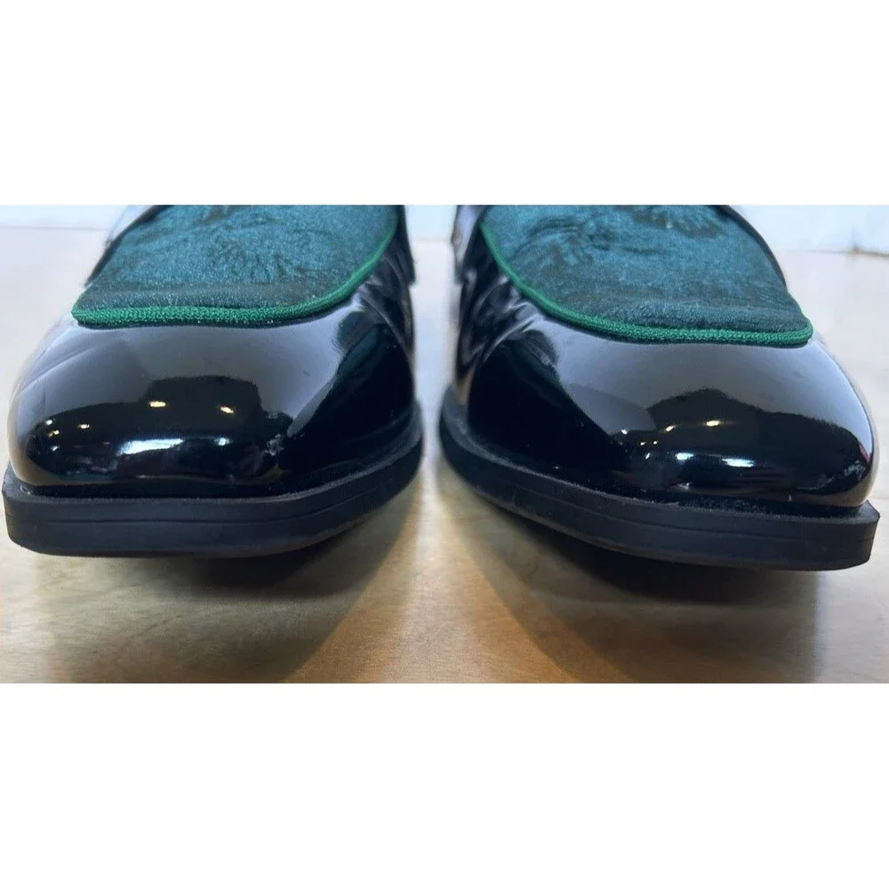 Jitai Men's Green Velour Slip-On Loafers Men’s , US 9 Emerald  Floral